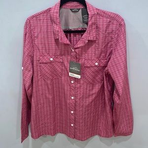 Eddie Bauer NWT Travex convertible button down breathable shirt womens XL pink